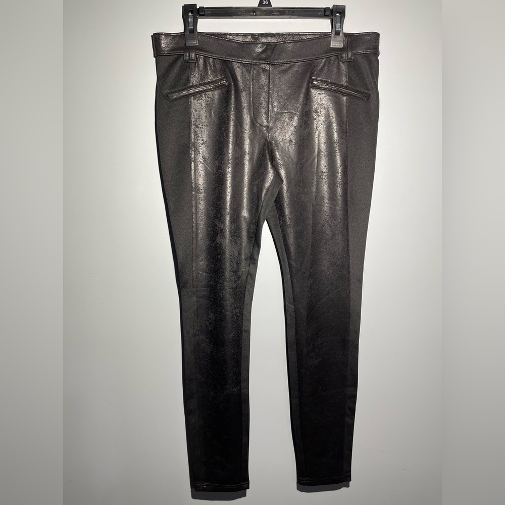 HUE Black Faux Leather Leggings